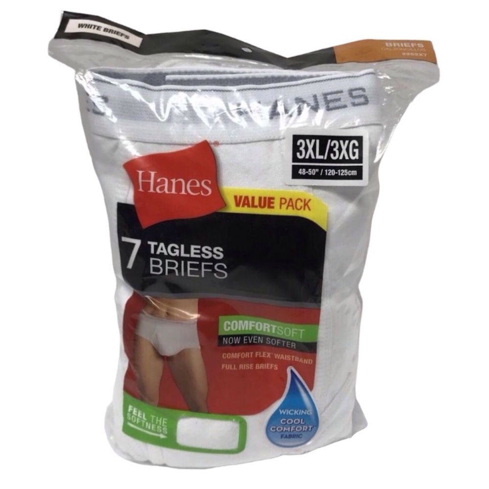 Hanes 7 pk. White Tagless ComfortFlex Briefs (NWT) (Size: 3X)
